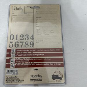 7 Gypsies BABY Clear Stamp Numbers Name Weight Date Firsts Journaling NEW